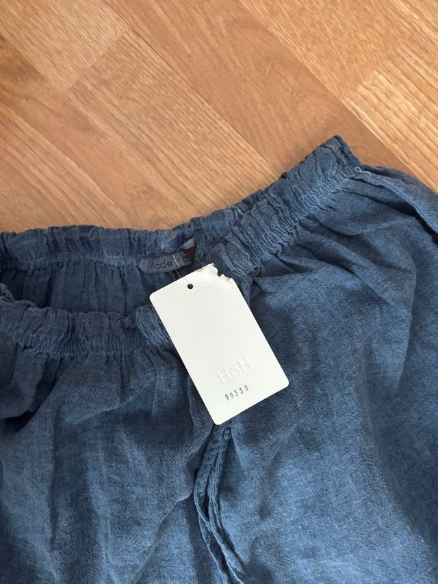 pantalón ancho azul de tela