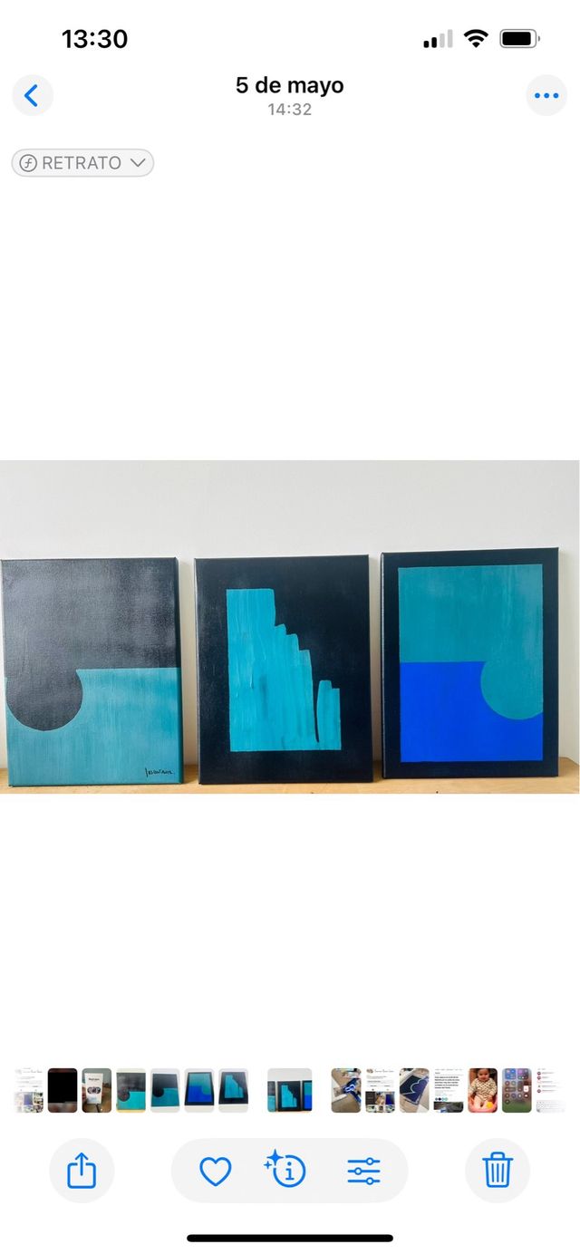 Tríptico de cuadros abstractos