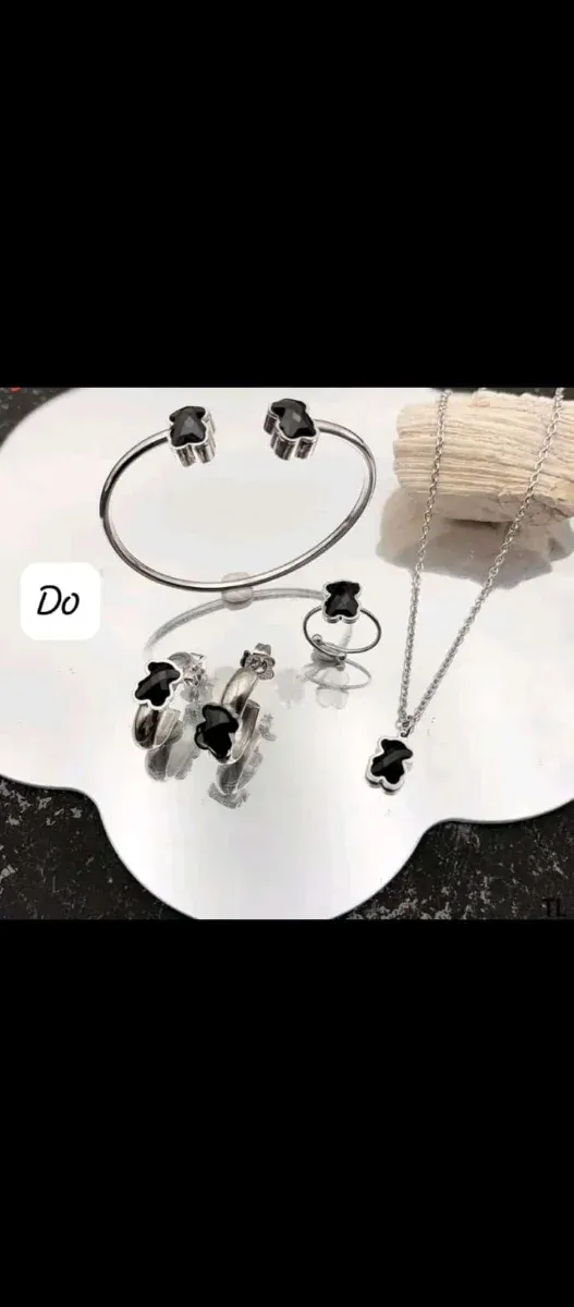Conjunto Tous Oso Negro Plata