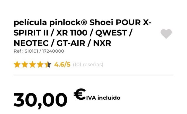 Pinlock para visera Shoei