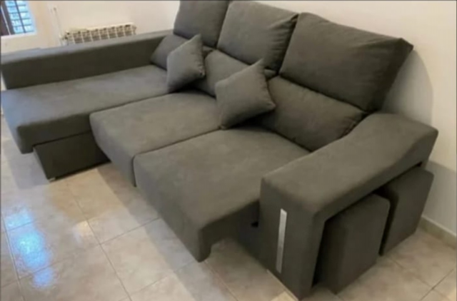 Sofás chaise longue 2 puff + 2 cojines