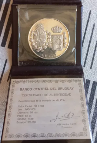 Moneda Plata Uruguay N$ 2.000.No hago envíos