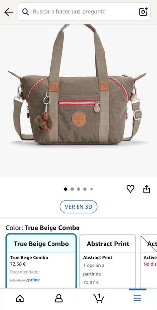 Bolso Kipling Art Beige Combo