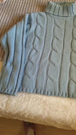 Jersey de punto trenzado cuello alto