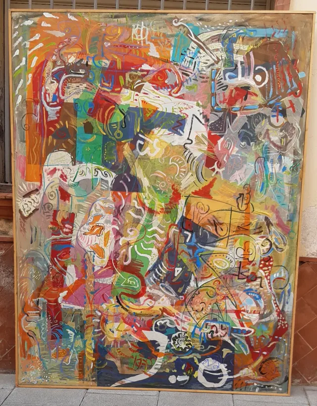 Cuadro Abstracto Multicolor Acrílico