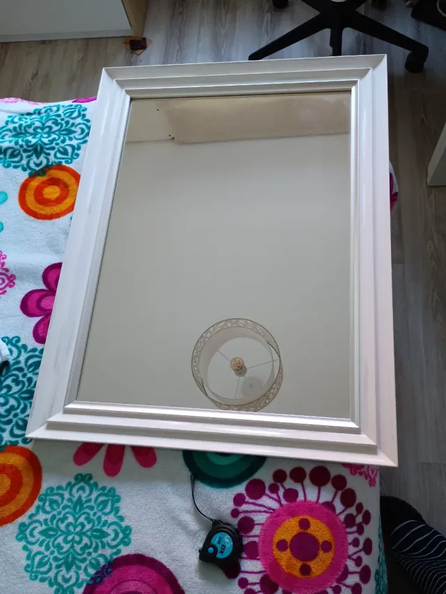 Espejo Marco Blanco/Plateado 82x62