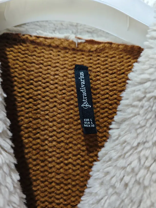 Abrigo borrego mujer marrón y beige