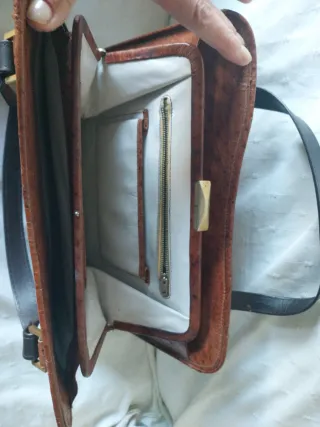 Bolso de mano vintage piel marrón