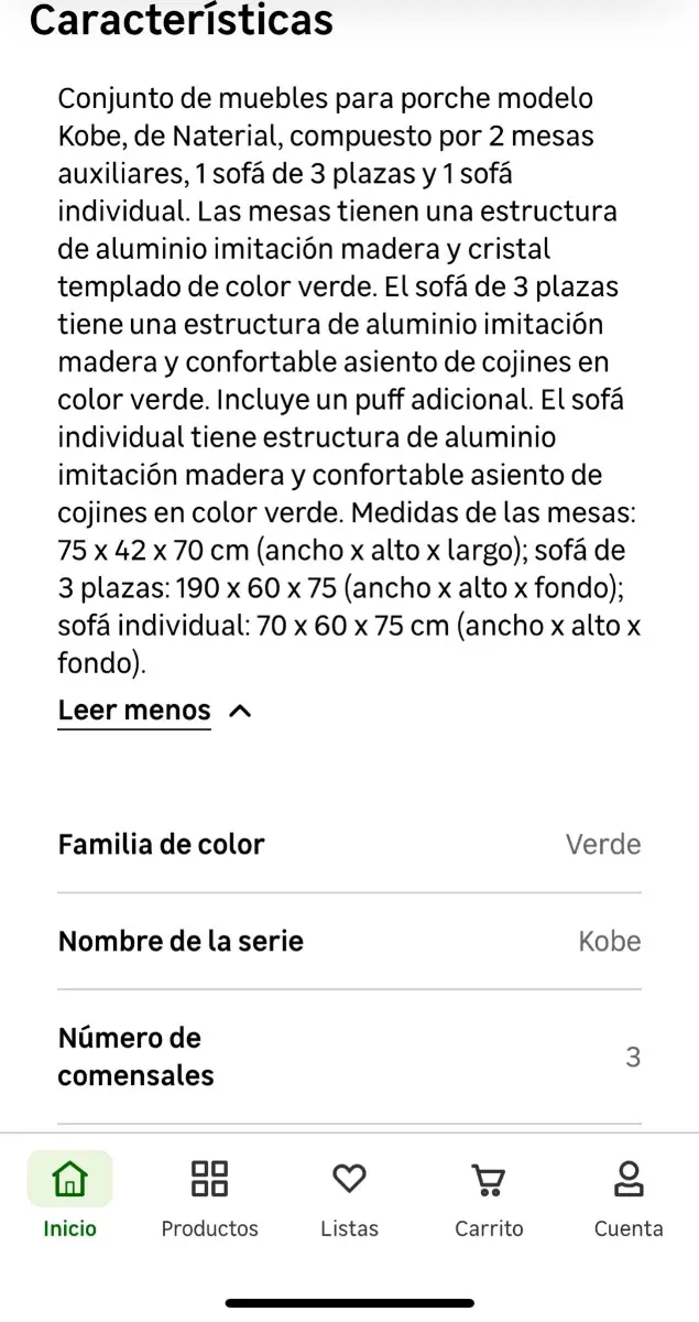 Conjunto de muebles de exterior