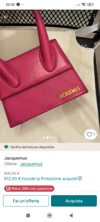 Jacquemus Borsa Rosa e Oro