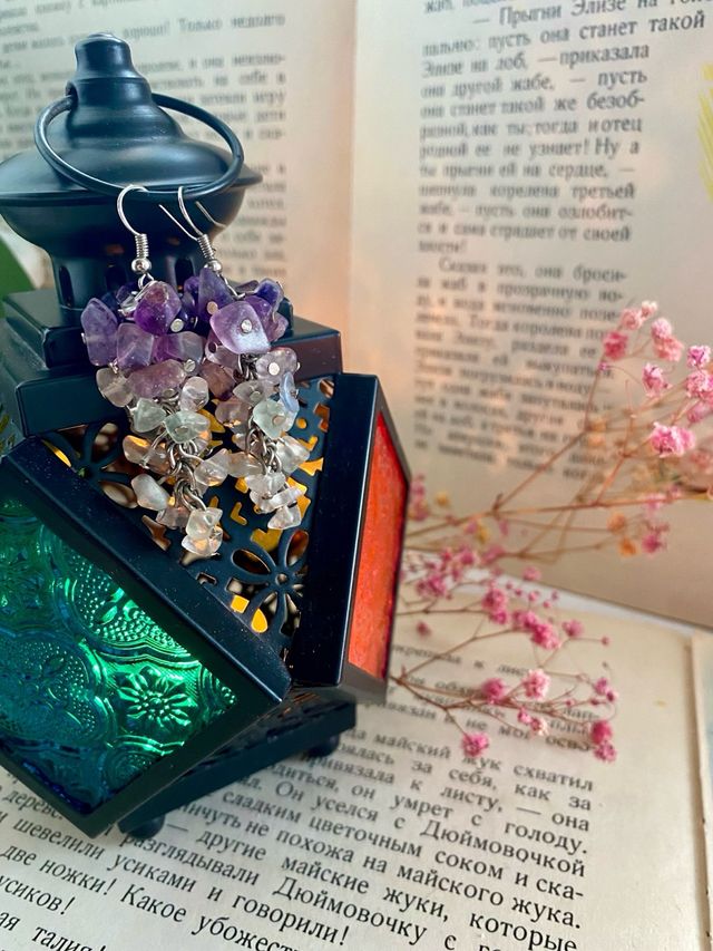 Pendientes y pulsera de amatista natural