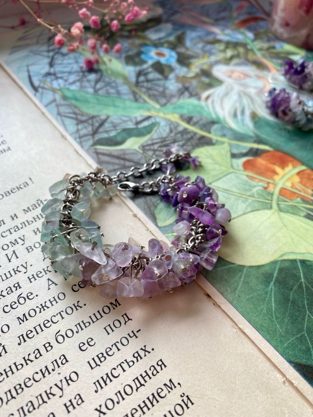 Pendientes y pulsera de amatista natural