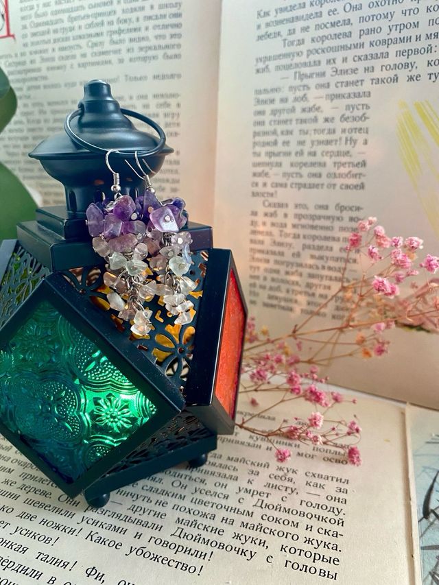 Pendientes y pulsera de amatista natural