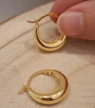 Pendientes Aro Grueso Baño Oro Plata Ley