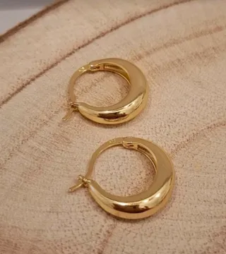 Pendientes Aro Grueso Baño Oro Plata Ley