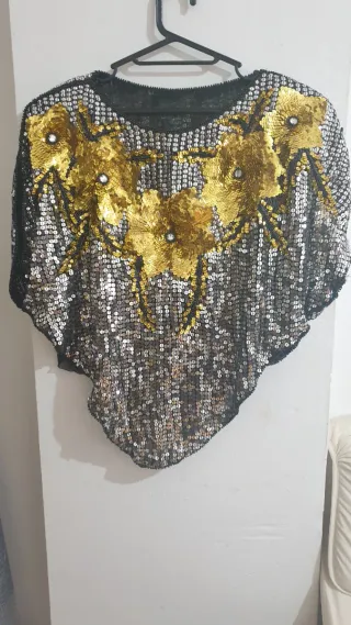 BLUSA lentejuelas oro y plata vintage