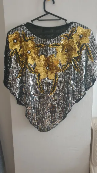 BLUSA lentejuelas oro y plata vintage