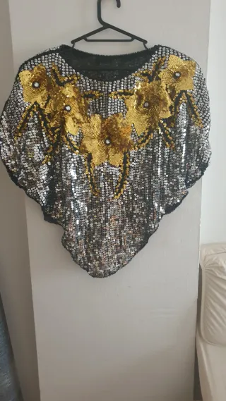 BLUSA lentejuelas oro y plata vintage
