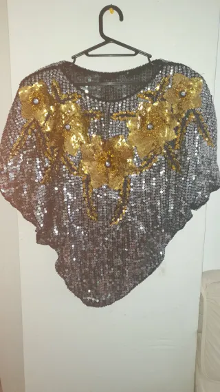 BLUSA lentejuelas oro y plata vintage