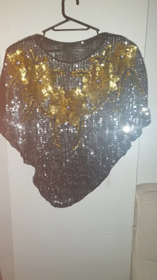 BLUSA lentejuelas oro y plata vintage