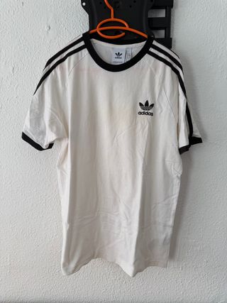 Camiseta Adidas Blanca Rayas Negras