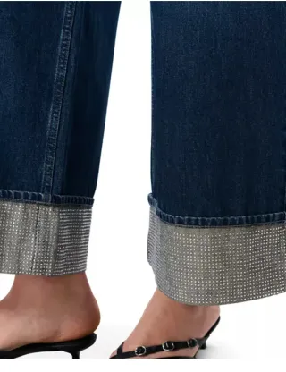 Vaqueros rectos con puños joya