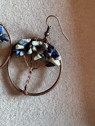 Brincos Árvore da Vida com Pedras Azuis