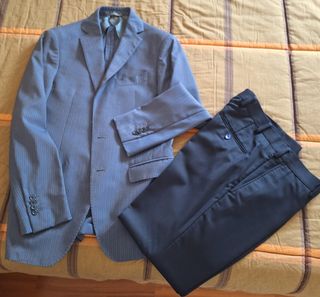 Abito completo uomo gessato lana tg 46