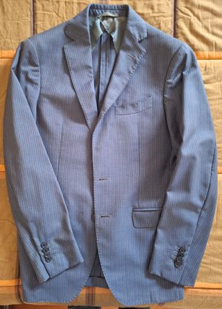 Abito completo uomo gessato lana tg 46