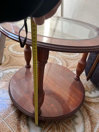 Mesa auxiliar vintage madera y cristal