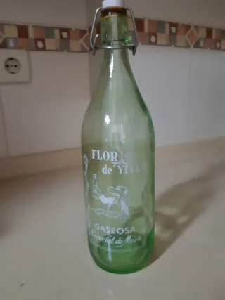 Botella Cristal Vintage Gaseosa Flor de Yecla