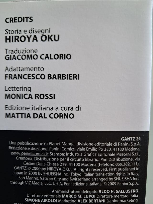 GANTZ  21 - Planet Manga 2009 - Panini Comics.