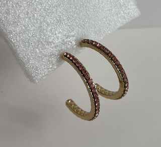 Pendientes aro dorados con circonitas rosas