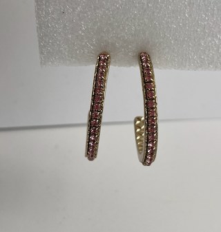 Pendientes aro dorados con circonitas rosas