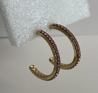 Pendientes aro dorados con circonitas rosas