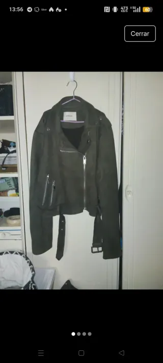 Chaqueta motera ante verde oliva Talla L