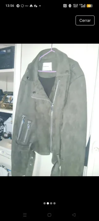 Chaqueta motera ante verde oliva Talla L