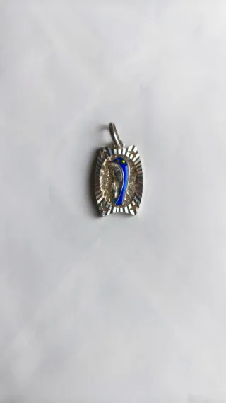 Ciondolo Madonna Smaltato Argento Blu