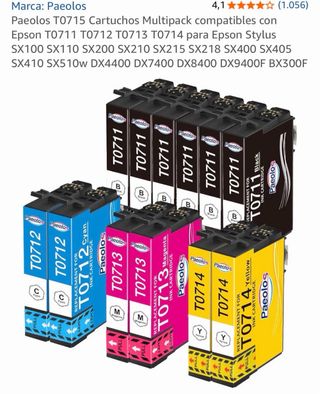 12 Cartuchos Tinta Paeolos Compatible Epson Stylus