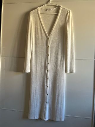 Vestido midi punto fino de  Mango Blanco Talla XS