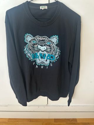 Sudadera Kenzo Negra con Tigre Teal