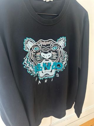 Sudadera Kenzo Negra con Tigre Teal
