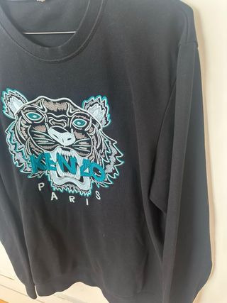 Sudadera Kenzo Negra con Tigre Teal