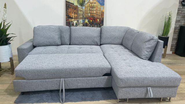 Elegante sofa rinconera con arcon y cama