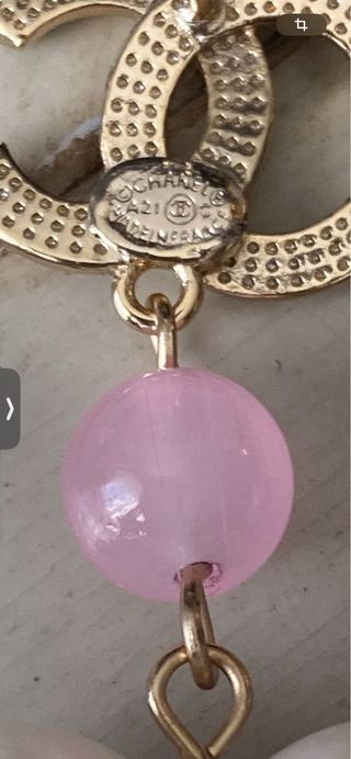 Pendientes Chanel Corazón Perla y Cristal Dorado