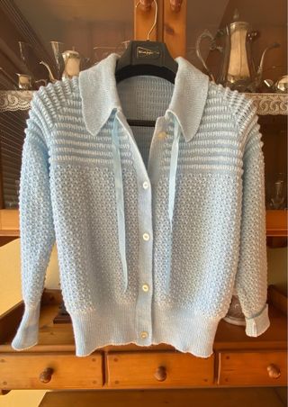 Mañanita chaqueta punto vintage azul