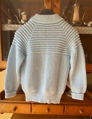 Mañanita chaqueta punto vintage azul