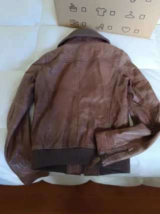 Cazadora de cuero Tommy Hilfiger marrón