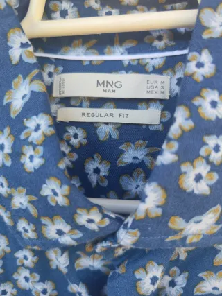 Camisa Mango Estampada Flores Azul