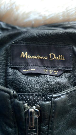 Cazadora Piel Mujer Massimo Dutti Negra